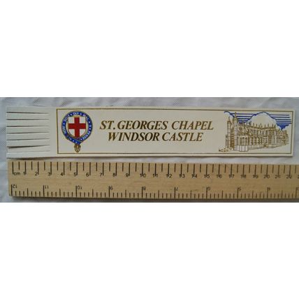 Vintage: white leather bookmark - St. George's Chapel Windsor Castle