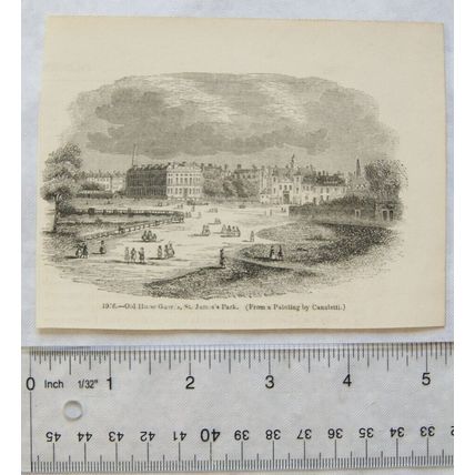 1860s engraving - Old Horse Guards, St. James's Park from painting by Canaletti