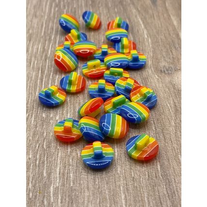 13mm Children's Shank Buttons LGBT Gay Pride Rainbow Round Resin Knitting Sewing