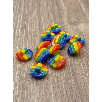 13mm Children's Shank Buttons LGBT Gay Pride Rainbow Round Resin Knitting Sewing
