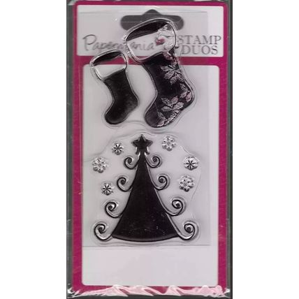 Papermania. Stockings & Tree Stamp Set. Stamping Cardmaking Scrapbooking Crafts