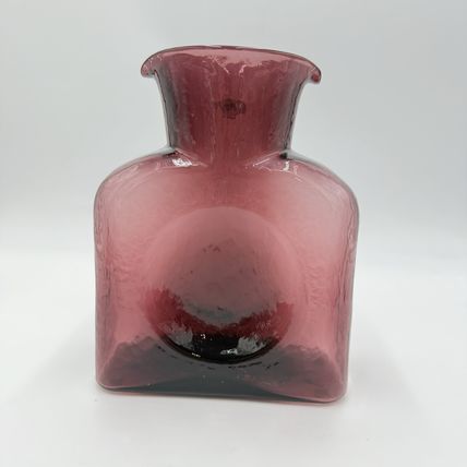 Vintage Blenko Art Glass 2003 Amethyst Double Spout Water Jug Carafe Pitcher