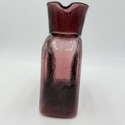 Vintage Blenko Art Glass 2003 Amethyst Double Spout Water Jug Carafe Pitcher