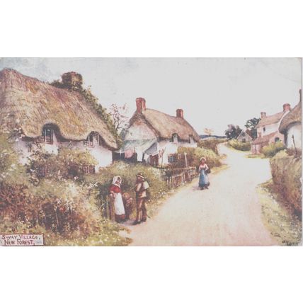 Artist Drawn Sway Village New Forest Hampshire Postcard (QHAM162)