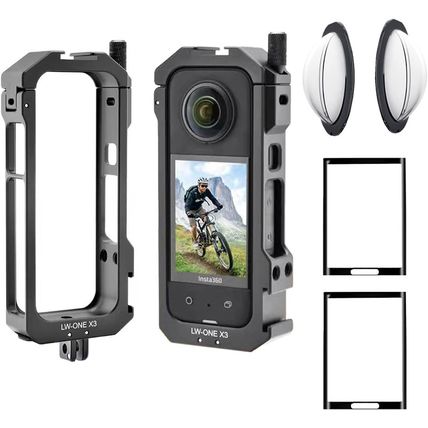 Aluminum Frame Cage Sticky Lens Guard Set Screen Protector for Insta360 X3 X 3 A