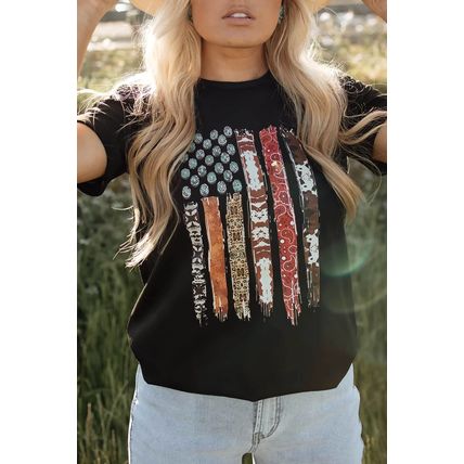 Black Western American Flag Graphic Tee