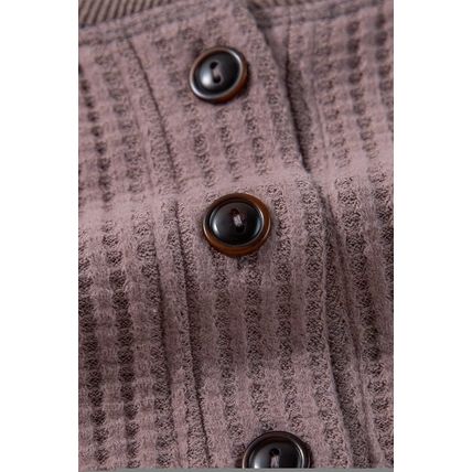 Chestnut Textured Knit Henley Long Sleeve Top