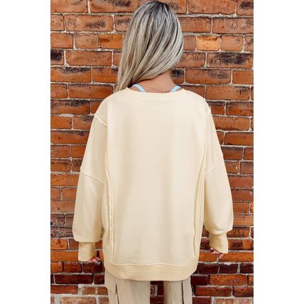 Apricot LOVE PATCH Graphic Oversized Sweatshirt