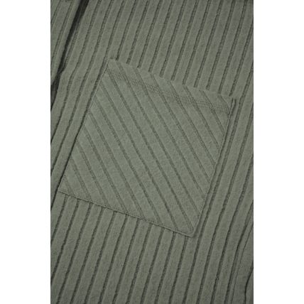 Mist Green Thermal Ribbed Texture Drop Shoulder Button Up Shacket