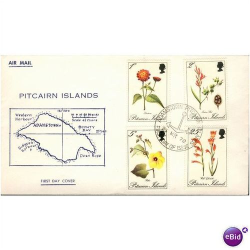 Pitcairn Islands FDC Airmail 1970 - SG 107-110 - Pitcairn Flowers