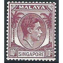 Singapore 1948 SG7 10c Purple Mounted Mint .. ..