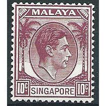 Singapore 1948 SG7 10c Purple Mounted Mint .. ..