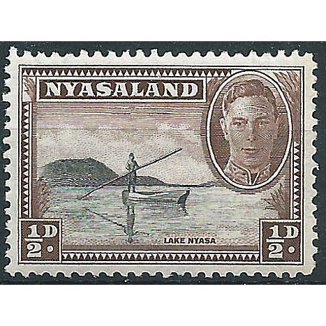 Nyasaland 1945 SG144 1/2d Black & Chocolate Mounted Mint . . ..