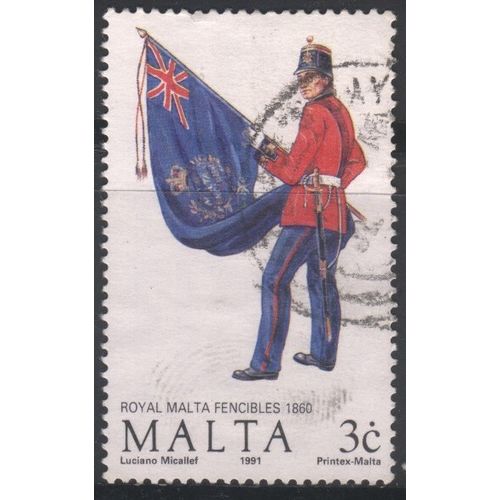 Malta 1991 - SG893 - 3c - Officer with Colour Royal Malta Fencibles, 1860 - used