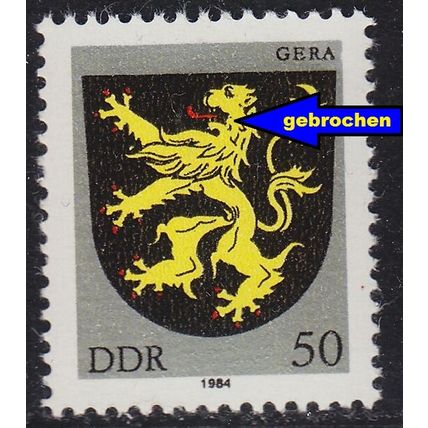 GERMANY DDR [1984] MiNr 2857 F67 ( **/mnh ) [01] Plattenfehler