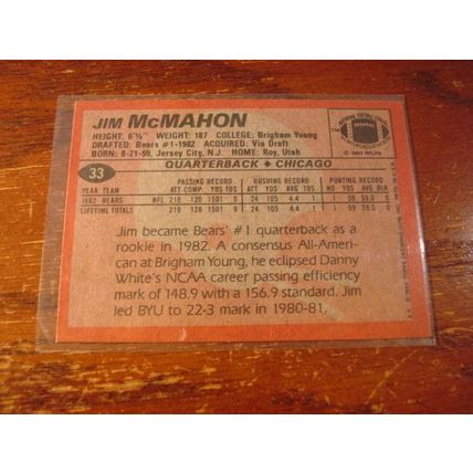 1983 Topps, 2- Rc Cards, JIM McMAHON Rc, Bears #33