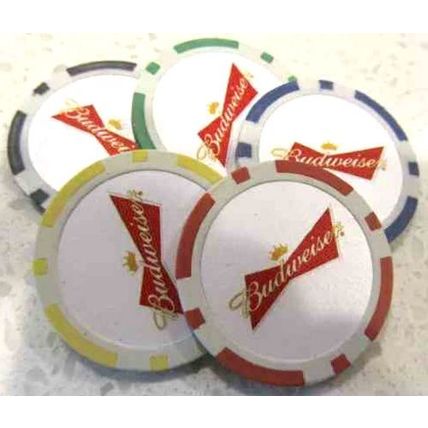 Budweiser Beer Bowtie Poker Chip Golf Ball Marker Sample Set - 5 Classic Chips