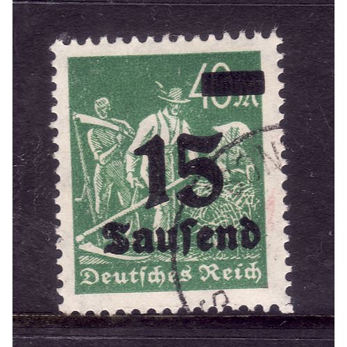 GERMANY 1923 15T on 40M GREEN REAPERS SG 276 FINE USED#