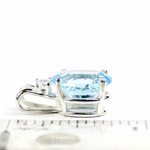 Swiss Blue Topaz (Concave Cut), 925 Sterling Silver Pendant, SP022