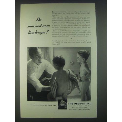 1947 Prudential Insurance Ad - Do Married Men Live Longer?