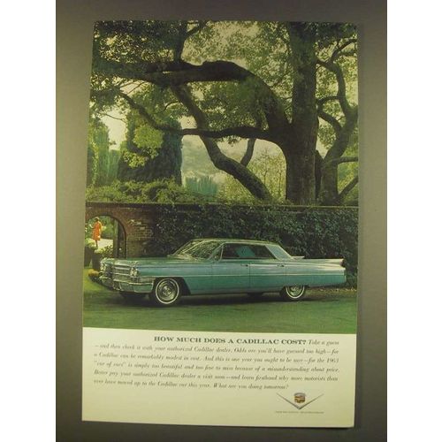 1963 Cadillac Car Ad - How much does a Cadillac Cost?