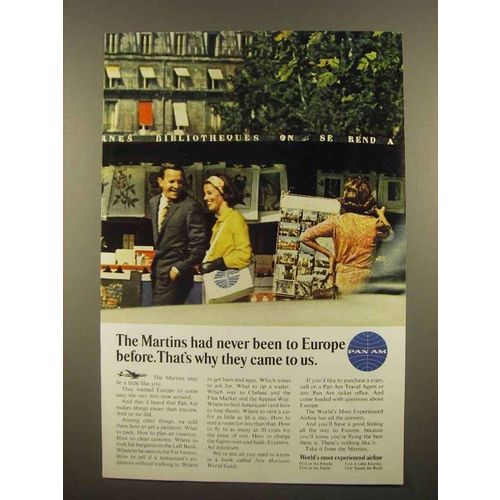 1965 Pan Am Airlines Ad - Martins Never Been in Europe