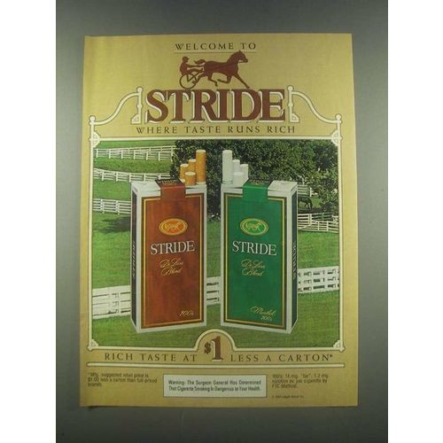 1985 Stride Cigarettes Ad - Taste Runs Rich