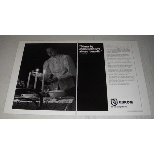 1987 Escom Eskom Power Ad - Dinner by candlelight isn't always romantic