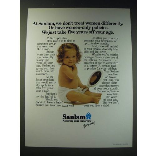 1987 Sanlam Insurance Ad - We don't treat women differently