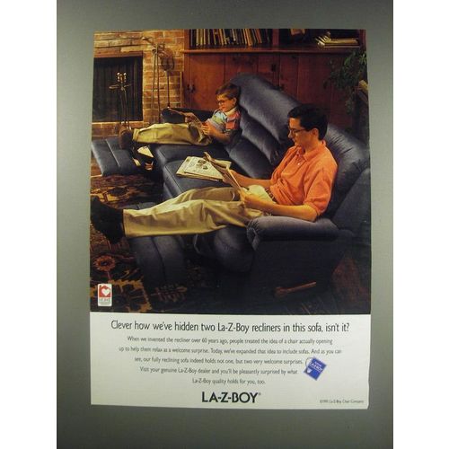 1991 La-Z-Boy Sofa Ad - Clever how we've hidde two La-Z-Boy recliners