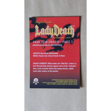 Lady Death All-Chromium Base trading Card # 86 (C) 1994 Chaos Krome comics