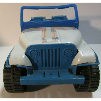 RARE 1970'S TONKA JEEP 4x4 MR-970 White & Blue PRESSED STEEL TOY TRUCK