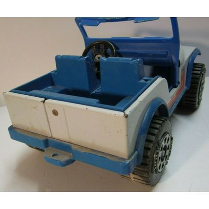 RARE 1970'S TONKA JEEP 4x4 MR-970 White & Blue PRESSED STEEL TOY TRUCK