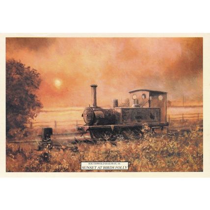 Sunset At Birds Folly Southwold Suffolk Train Postcard