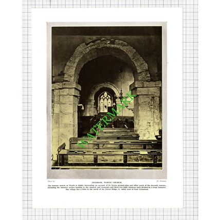 Worth Church Sussex - 1920's Cutting / Print