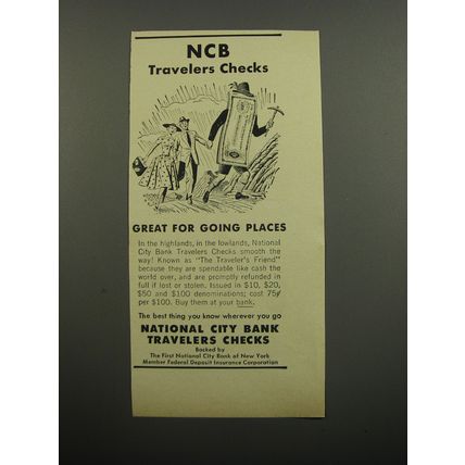 1955 National City Bank Travelers Checks Advertisement