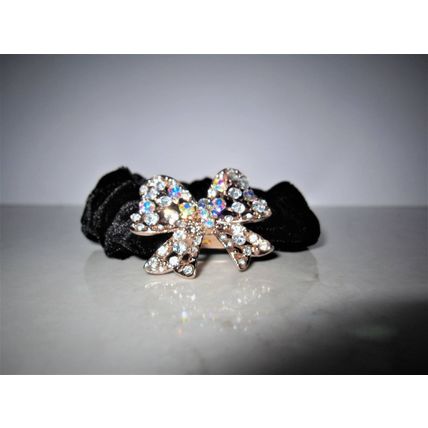 Bow shaped hair tie pony tail holder scrunchie with crystals