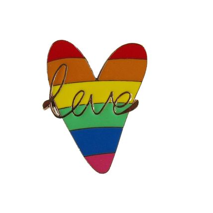 Enamelled Pin Badge Brooch Pride Heart Metal in velvet bag 3.2 cm x 2.6 cm BA39