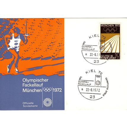 Germany 1972 Munchen Olympic Games ,Kiel postmark,dated 27-8,Postalcard Type 3