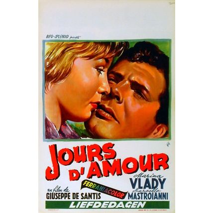 DAYS OF LOVE 1954 Marina Vlady, Marcello Mastrioanni BELGIAN POSTER