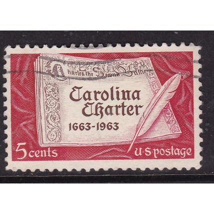 United States 1963 Carolina Charter and Quill 5c Fine Used SG 1212 VGC