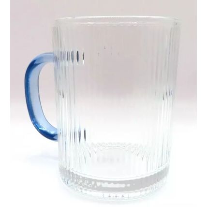 Ridged Glass Mug with Black Handle 10 CM Cold Drinks Only Gift Summer Beverages