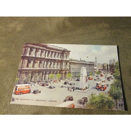 1930s Postcard - Cenotaph & Whitehall, London - Artist Brian Gerald / A326