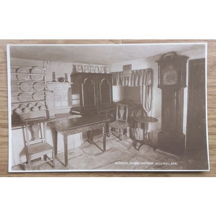 PHOTOCARD (RP): BURNS COTTAGE INTERIOR, ALLOWAY, AYR: c1904-18