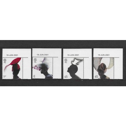 GB Stamps 2001 Fashion Hats Marginal Set sg2216 - sg2219 MNH