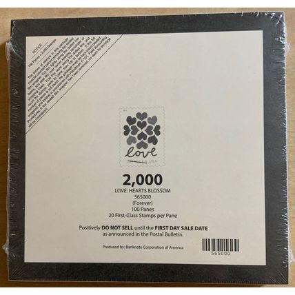Wedding Hearts Full Sealed Pad of 100 Sheets (2000 Stamps) Scott 5339