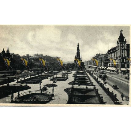 Princes Street, Looking West, Edinburgh, 9249 J B White Postcard