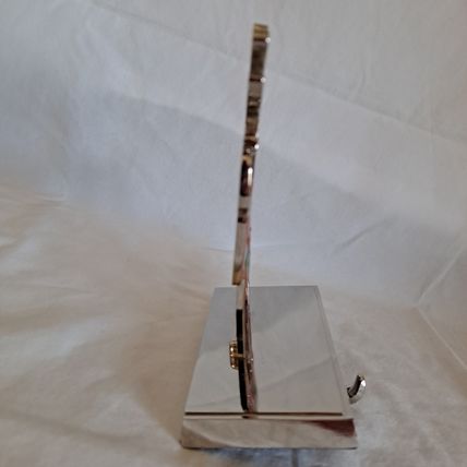 Metal Silver REINDEER Christmas STOCKING HANGER Mantel Holder Hook Snow Enamel
