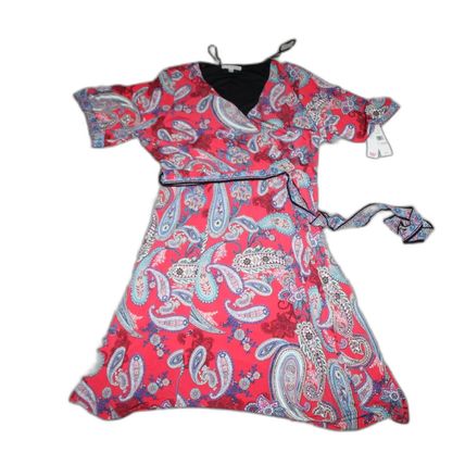 Womens Wrap Dress Size 20W Red Paisley Print Studio One BOHO Chic NWT