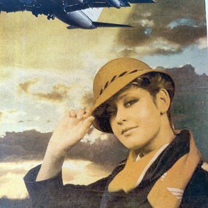 Poster Soviet Airlines 40 x 30cm Weathered look brown tones 1980's Image New A20